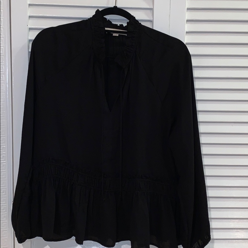 Loft peplum blouse with tie neck